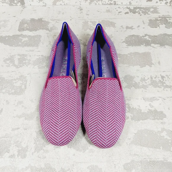 New Rothy's The Loafer Pink/Grey Stripes Slip On Round Toe Loafers E361 - Picture 5 of 8